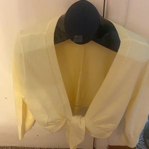 Canary Yellow Half Cashmere Sweater that tie in front